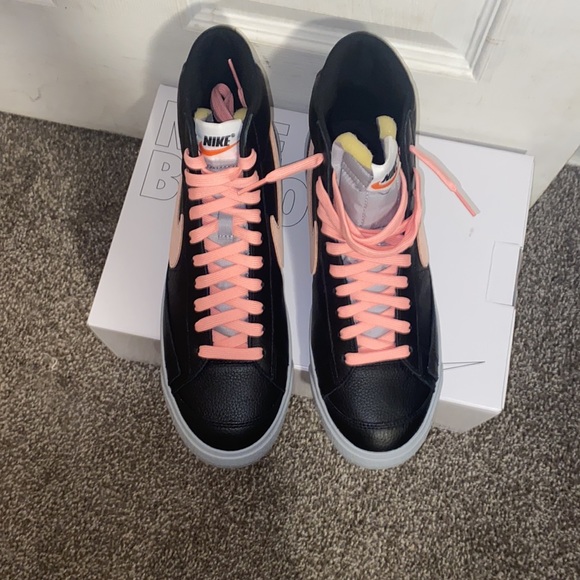 Nike Black Leather Coral Blazer Mid '77 Customized Sneaker Shoes New - Picture 6 of 13